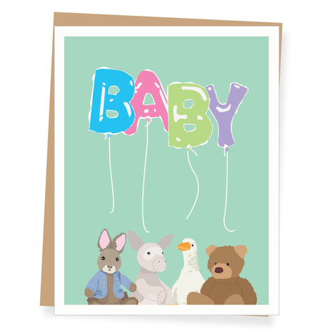 Stuffed Animals, New Baby Card