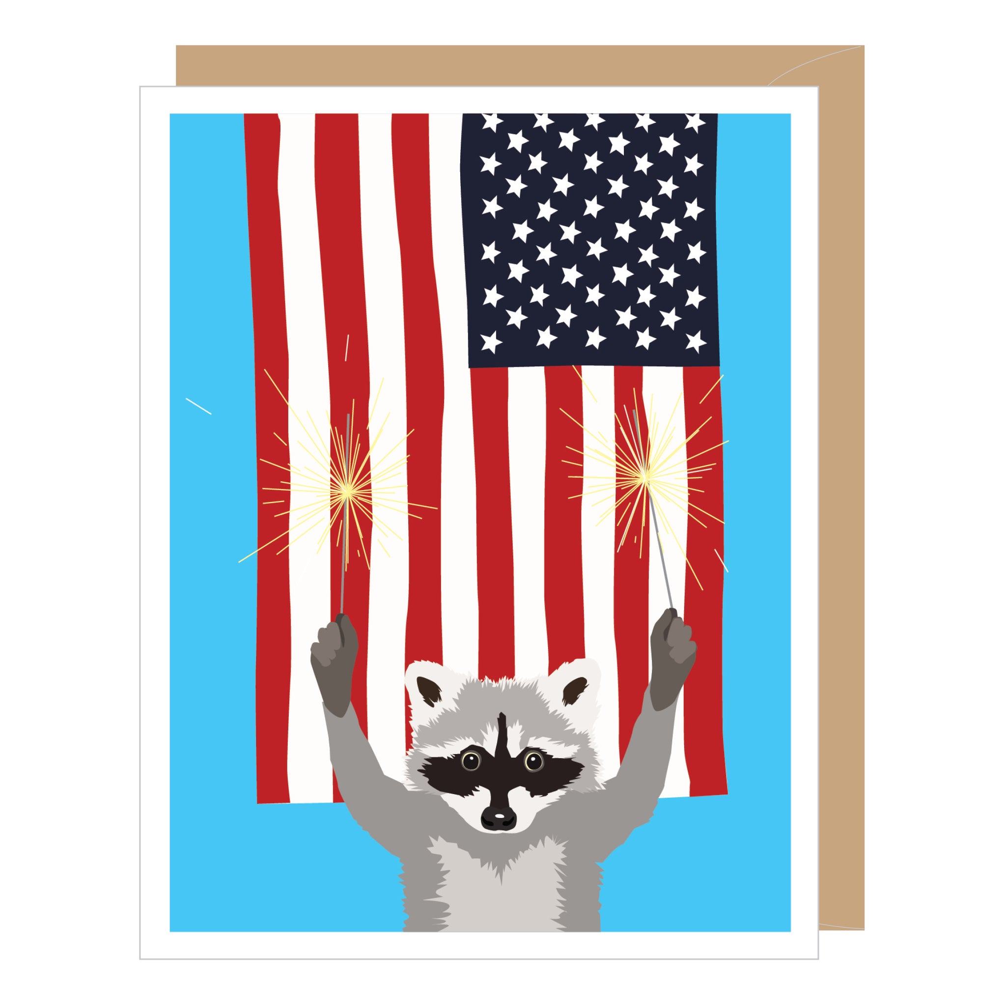 American Flag Raccoon - Fourth of July / Memorial Day Card