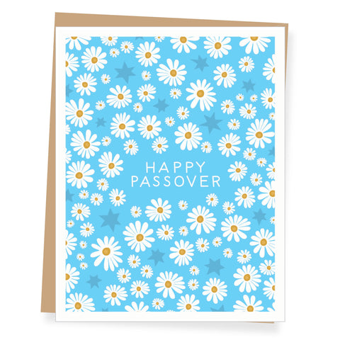 White Daisies and Blue Stars Passover Card