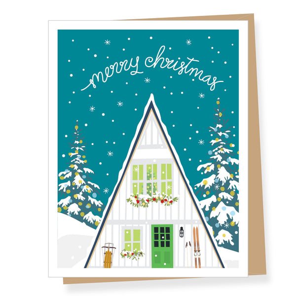 Holiday A-Frame Home, Christmas Card