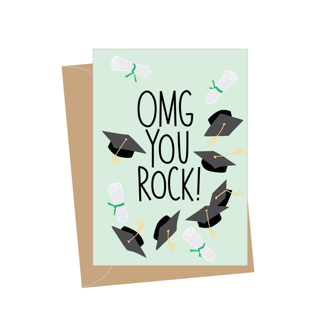 Mini Graduation OMG You Rock, Folded Enclosure Card Apartment 2 Cards