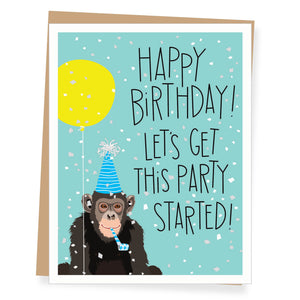 Party Started Monky Birthday Card
