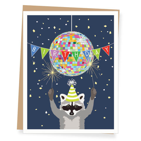 Disco Raccoon Birthday Card