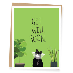 Recuperating Black Cat, Get Well Card