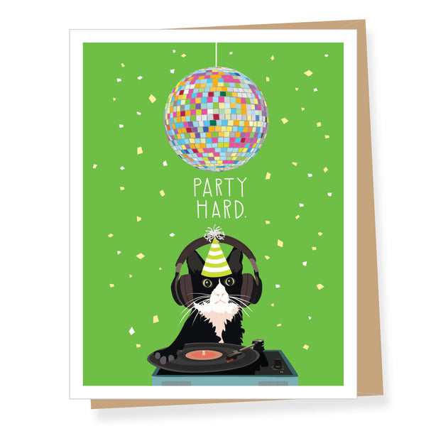 DJ Birthday Cat, Birthday Card