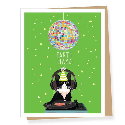 DJ Birthday Cat, Birthday Card