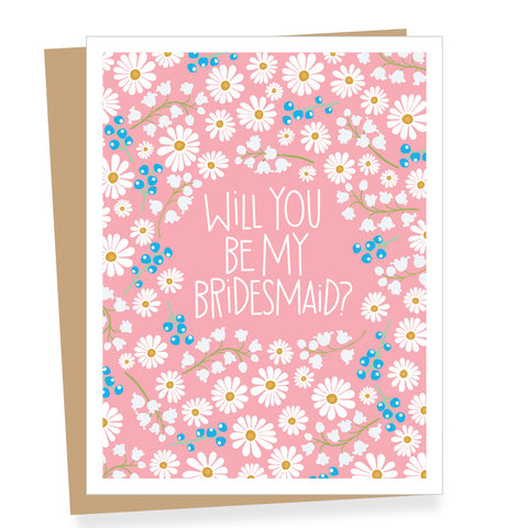 Floral Be My Bridesmaid, Wedding Card