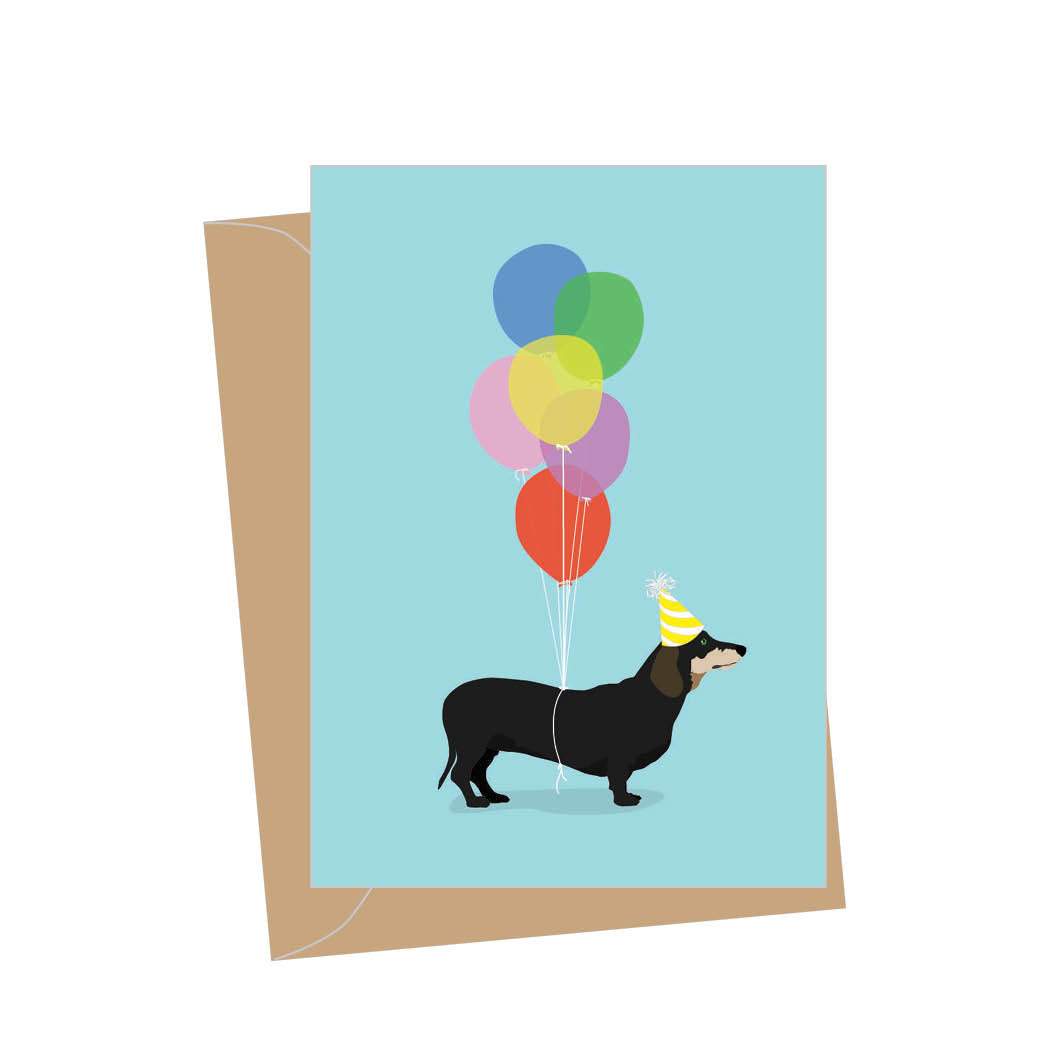 Mini Birthday Dachshund, Folded Enclosure Card