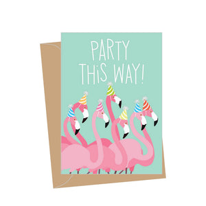 Mini Birthday Flamingos, Folded Enclosure Card
