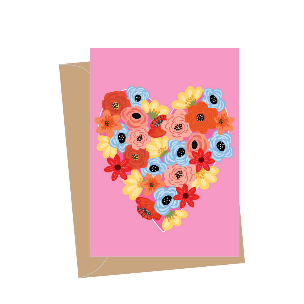 Mini Floral Heart, Folded Enclosure Card