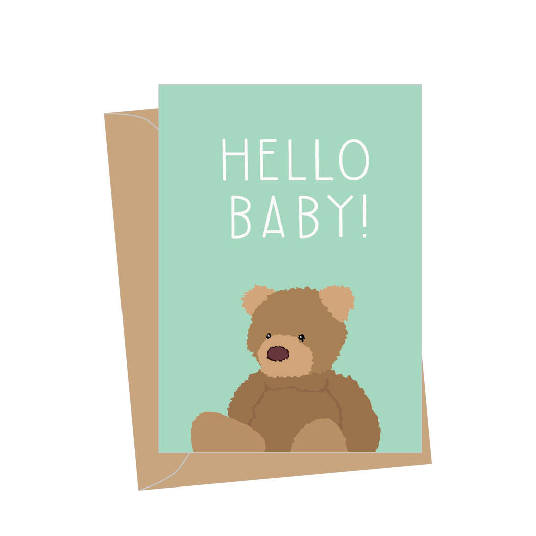 Mini New Baby Teddy Bear, Folded Enclosure Card