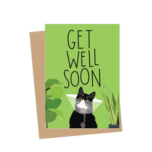 Mini Get Well Recuperating Cat, Folded Enclosure Card