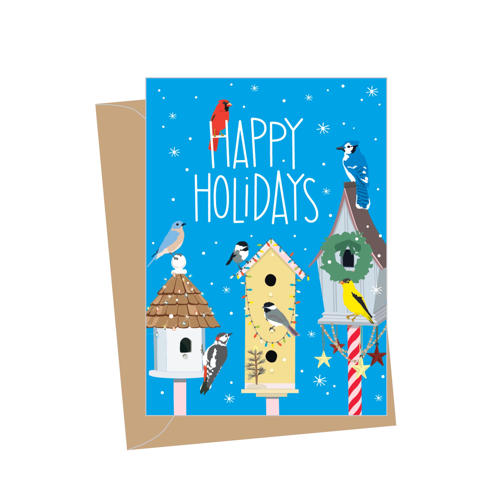 Mini Holiday Birdhouses, Folded Enclosure Card