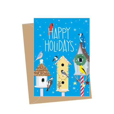 Mini Holiday Birdhouses, Folded Enclosure Card