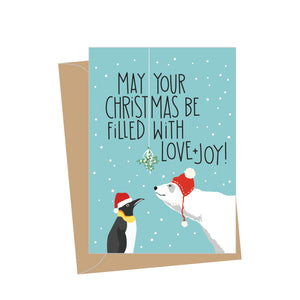 Mini Holiday Penguin & Polar Bear, Folded Enclosure Card