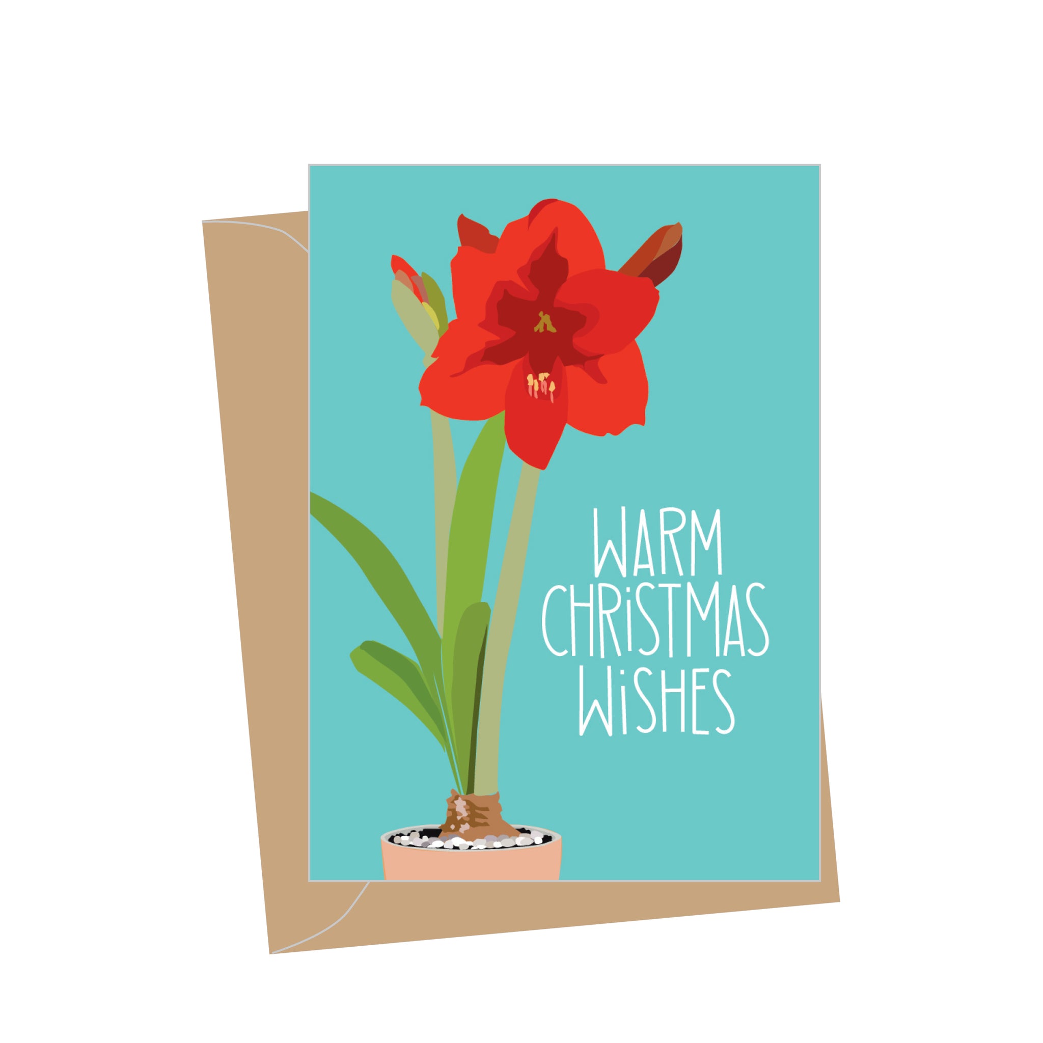 Mini Holiday Red Amaryllis, Folded Enclosure Card