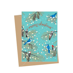Mini Holiday Woodpeckers, Folded Enclosure Card