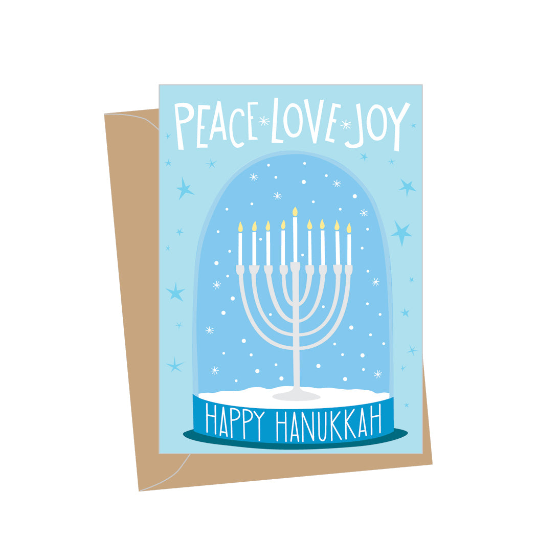 Mini Hanukkah Snowglobe, Folded Enclosure Card