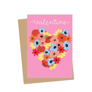 Mini Floral Valentine Heart, Folded Enclosure Card