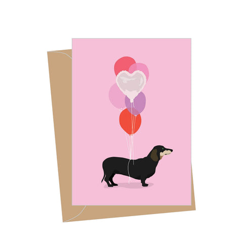 Mini Valentine Dachshund, Folded Enclosure Card