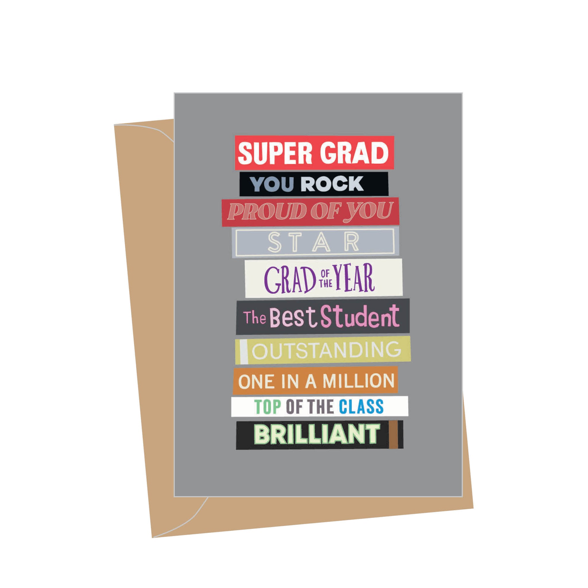 Mini Graduation Stack of Books, Folded Enclosure Card