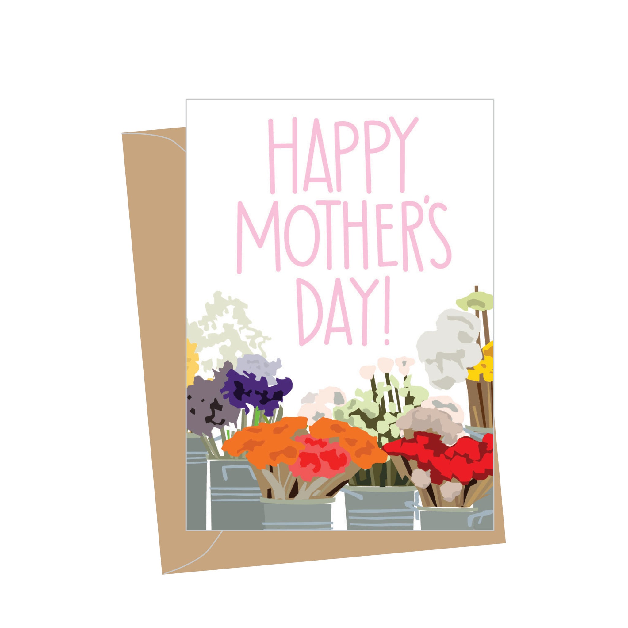 Mini Mother's Day Floral Buckets, Folded Enclosure Card