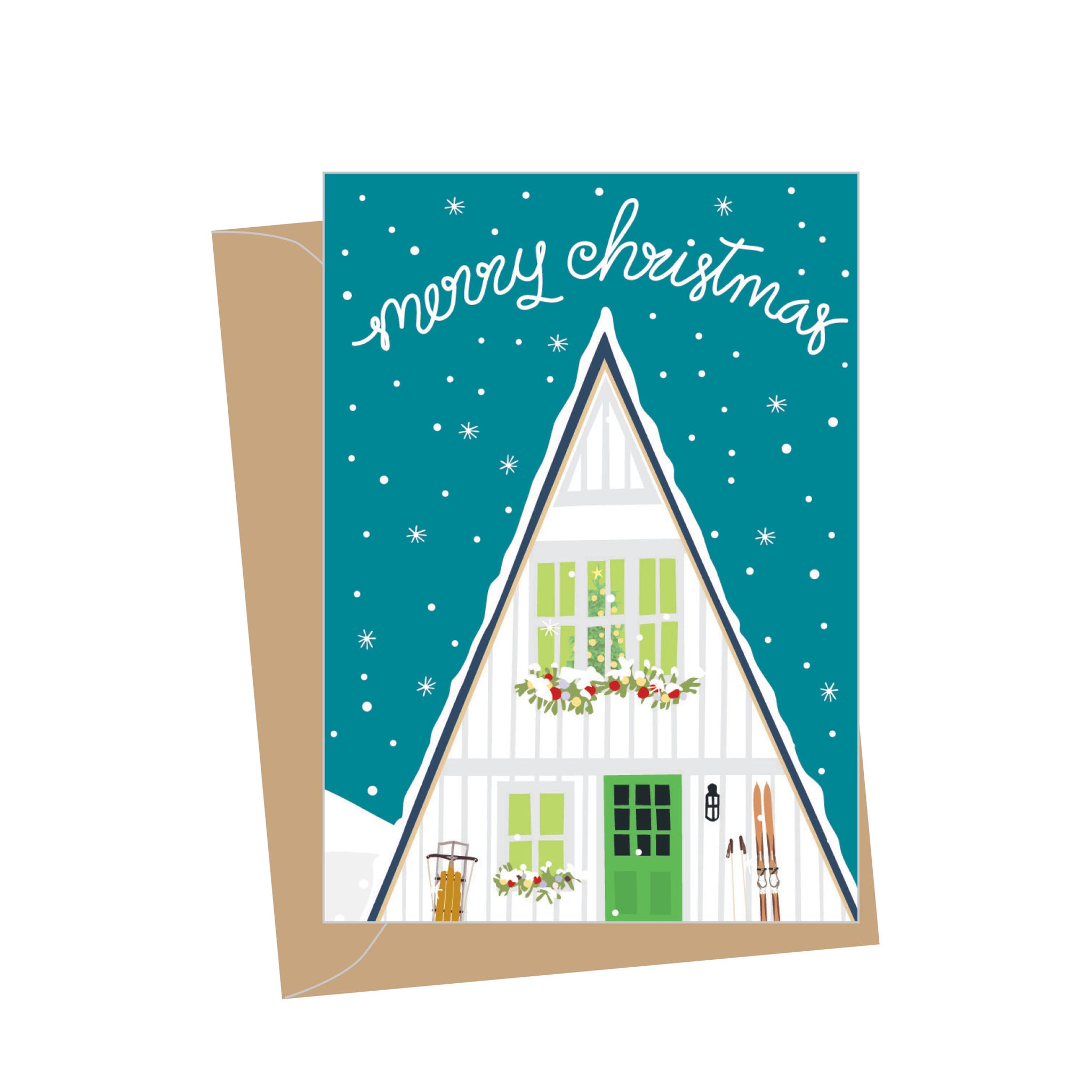 Mini A-Frame Christmas Home, Folded Enclosure Card