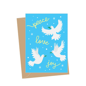 Mini Peace Love Joy Christmas Doves, Folded Enclosure Card