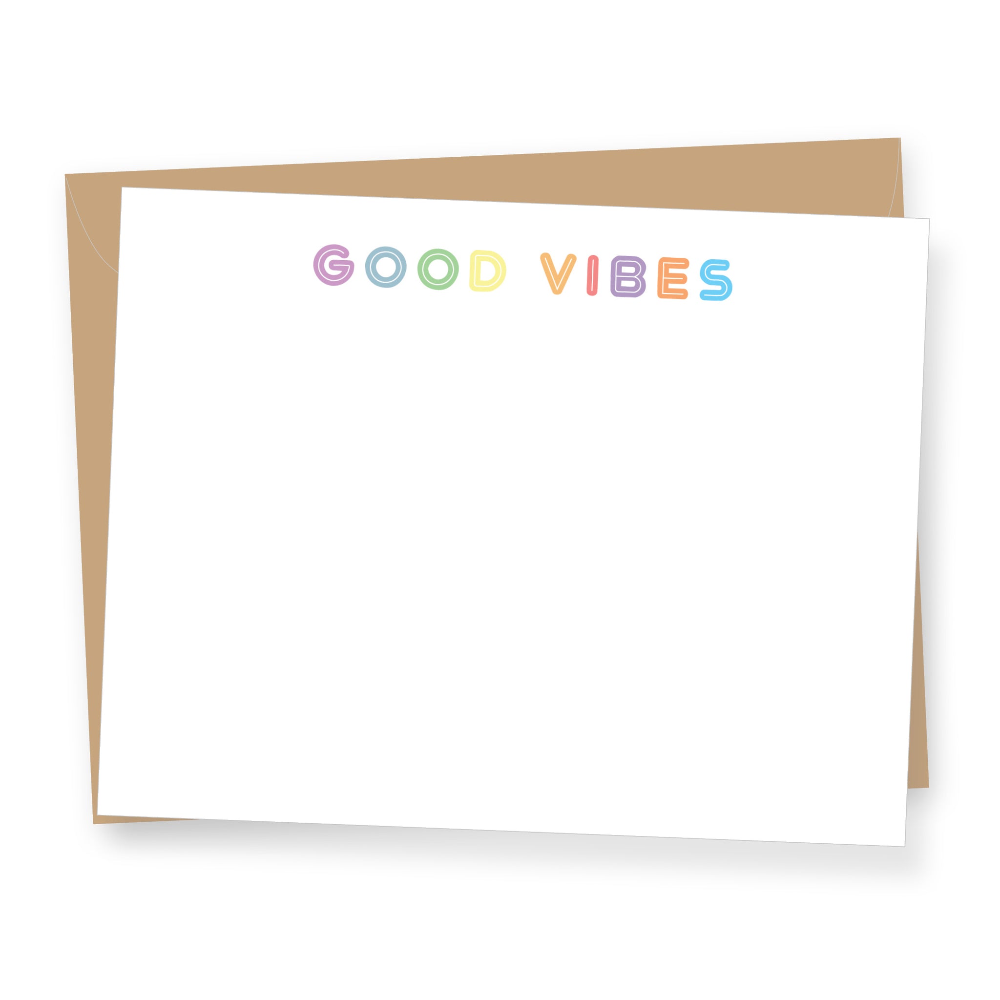 Good Vibes Rainbow Letters - Boxed Flat Correspondence Cards