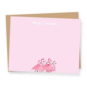 Flamingo Many Thanks - Boxed Flat Correspondence Cards