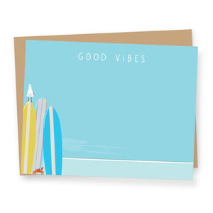 Surfboard Good Vibes - Boxed Flat Correspondence Cards