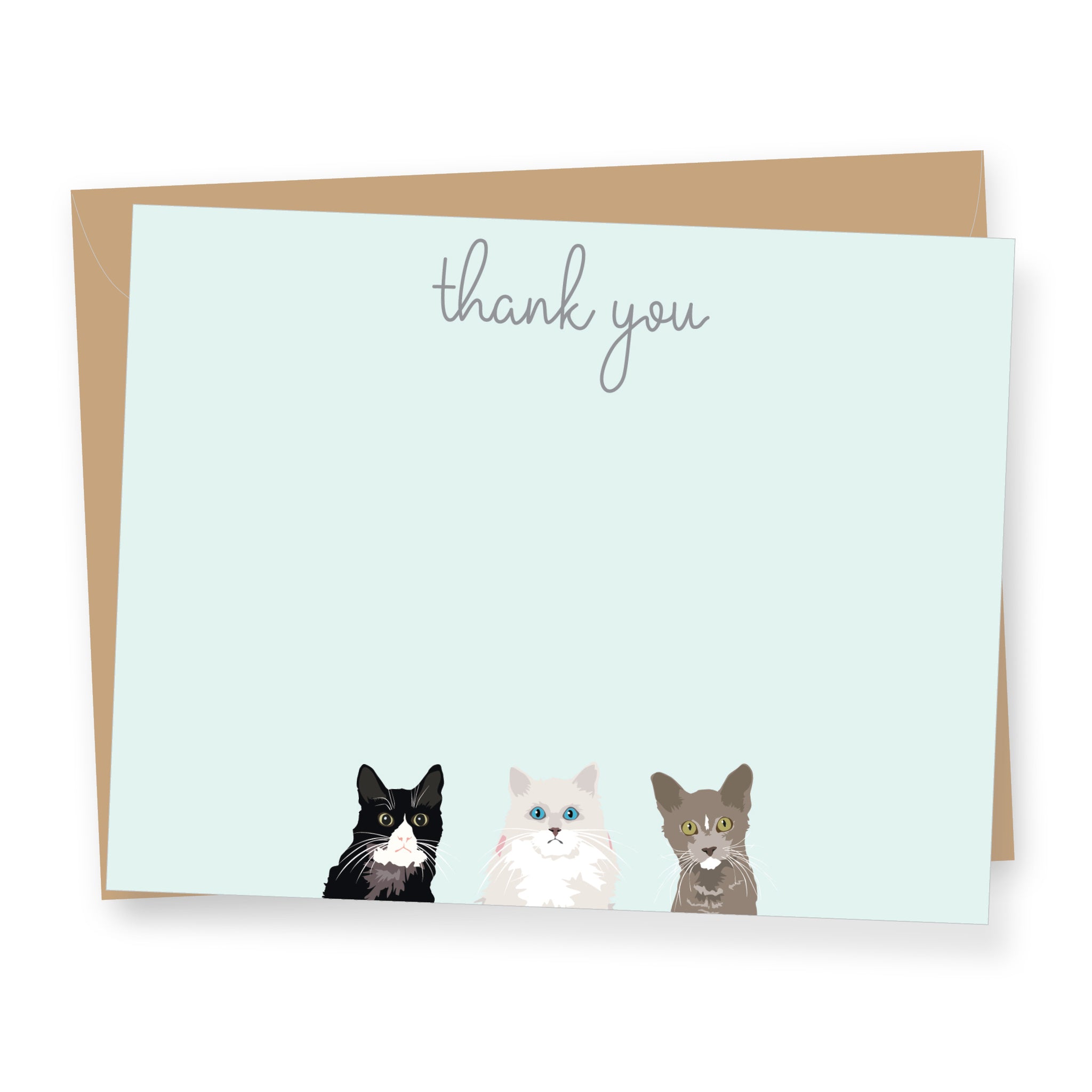 Three Cats Thank You - Boxed Flat Correspondence Cards