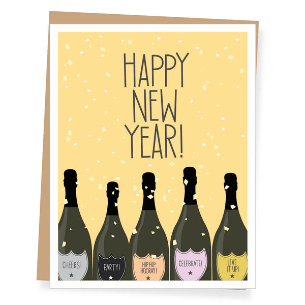 Champagne Bottles New Year Card