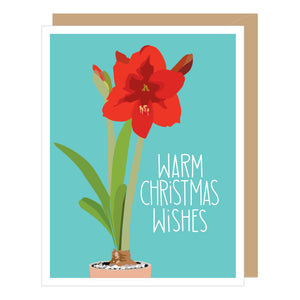 Holiday Red Amaryllis Christmas Card