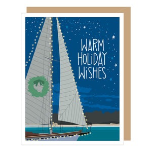 Holiday Sailboat Warm Weather / Coastal Beach Christmas Card