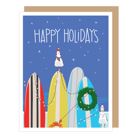 Holiday Surfboards Warm Weather / Coastal Beach Christmas Card