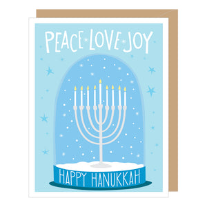 Snowglobe Menorah Hanukkah Card