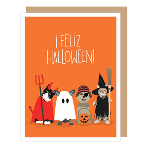 SPANISH LANGUAGE Costume Pets Halloween Card