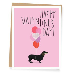 Dachshund with Balloons Valentine Card