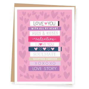 Stacked Books Valentine Card