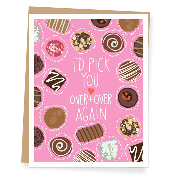 I'd Pick You, Box of Chocolates Valentine Card