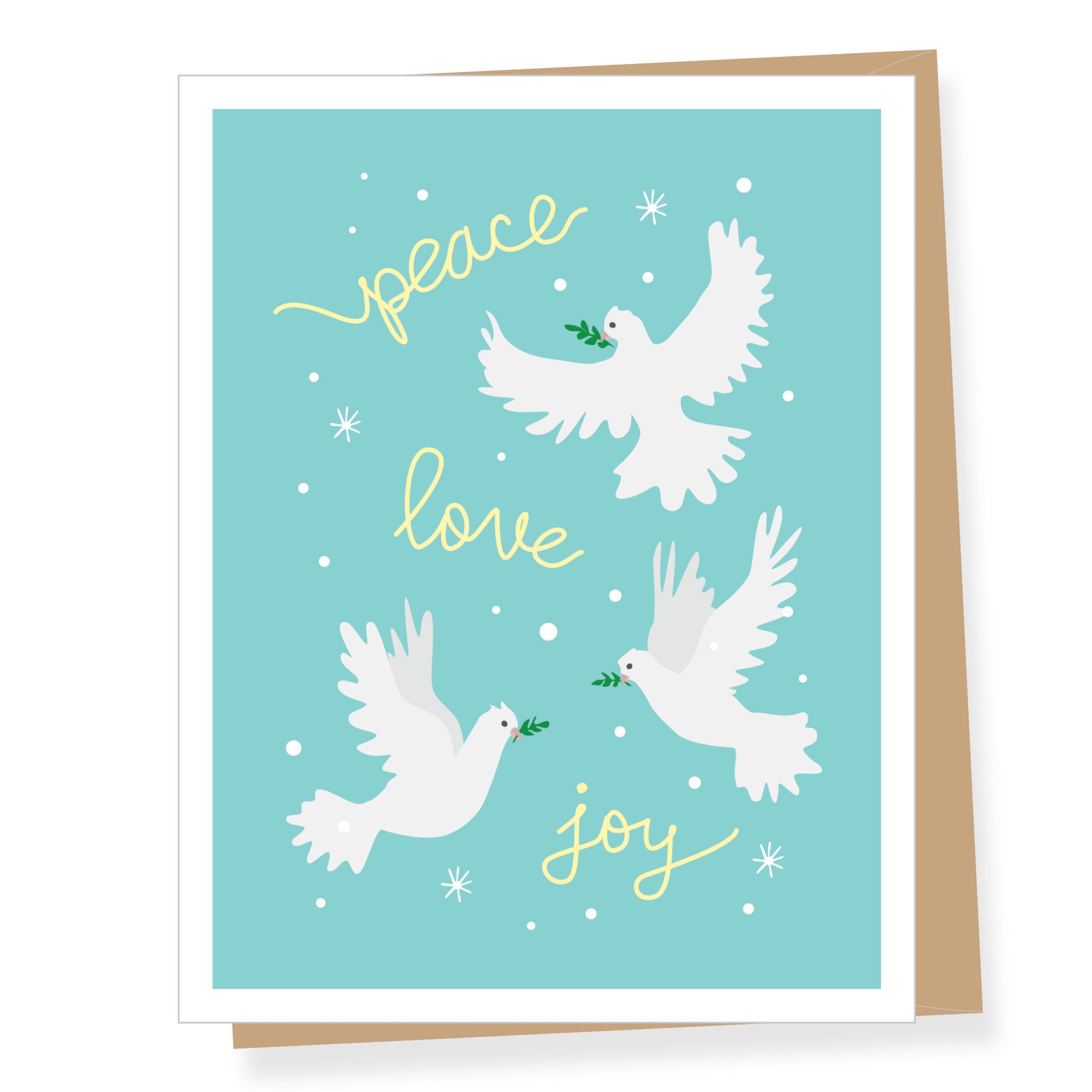 Peace Love Joy Christmas Doves, Holiday Card