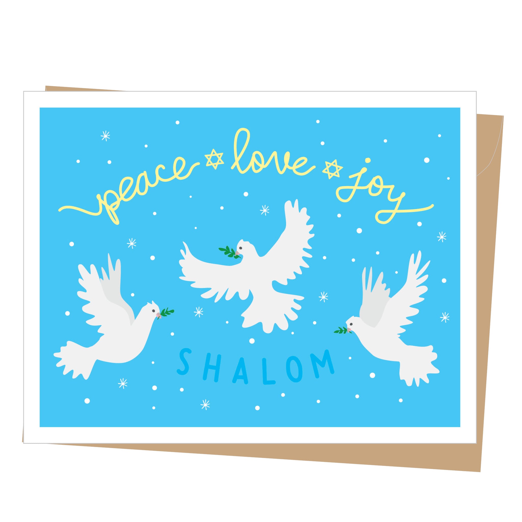 Peace Love Joy Shalom, Hanukkah Card
