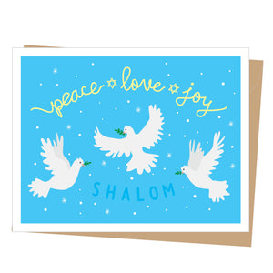 Peace Love Joy Shalom, Hanukkah Card