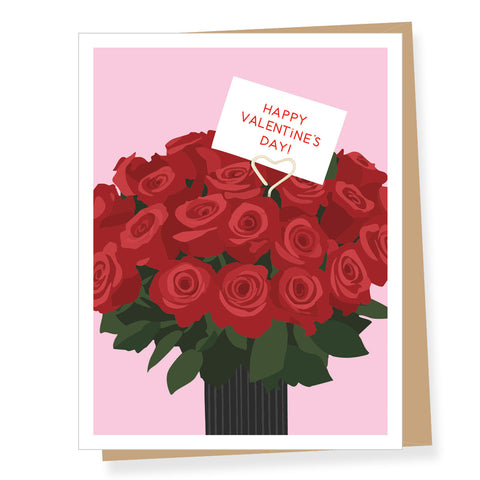 Red Rose Florist Bouquet Valentine Card