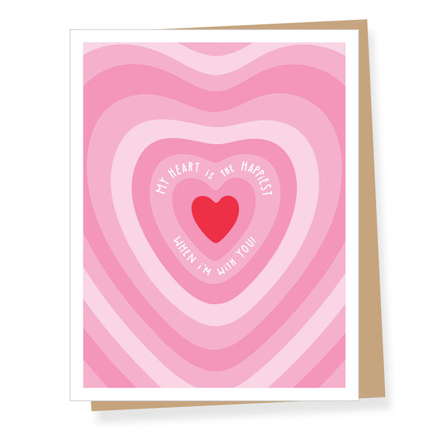 Pink Hearts Happiest With You Valentine Card