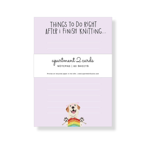 Finish Knitting List Pad, Notepad