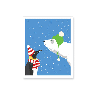 Christmas Penguin + Polar Bear Vinyl Sticker - ST252