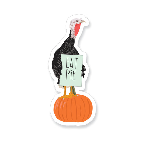 Thanksgiving "Eat Pie" Vegetarian Turkey Vinyl Sticker - ST257