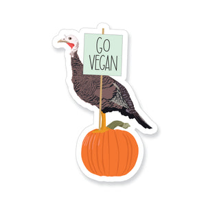 Thanksgiving "Go Vegan" Turkey Vinyl Sticker - ST258